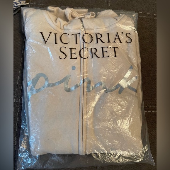 NWT: Victoria’s Secret PINK Soft Fleece Full Zip Hooded Sweatshirt:  X-Large - Picture 4 of 9